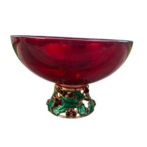 Teleflora Gifts Christmas Bowl Holly Berry Candy Dish Holiday Decor‎